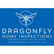 Dragonfly Home Inspections logo. Graphic of a geometric dragonfly as seen from above, surrounded by a circle.